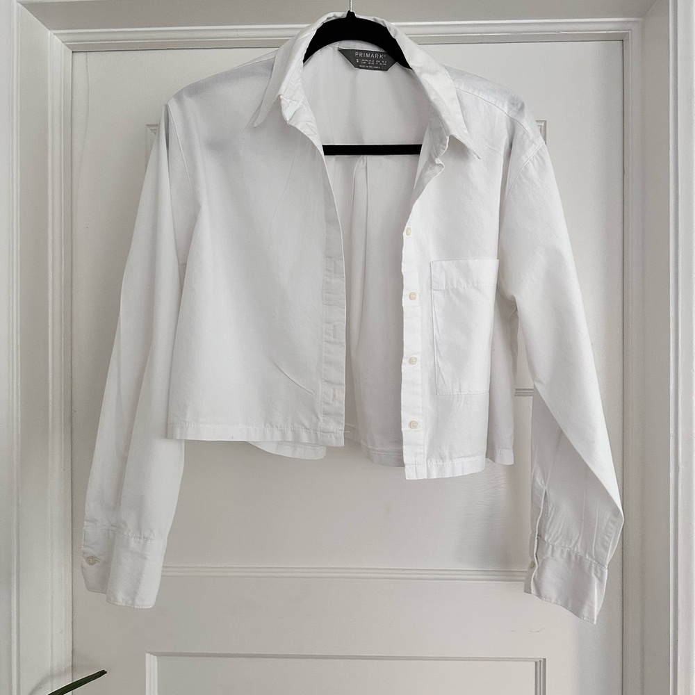 Primark White Button Up Crop Top